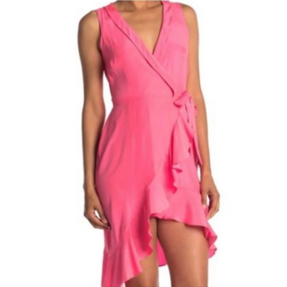 NWT Pink Silk Wrap Dress by Amanda Uprichard Sz L